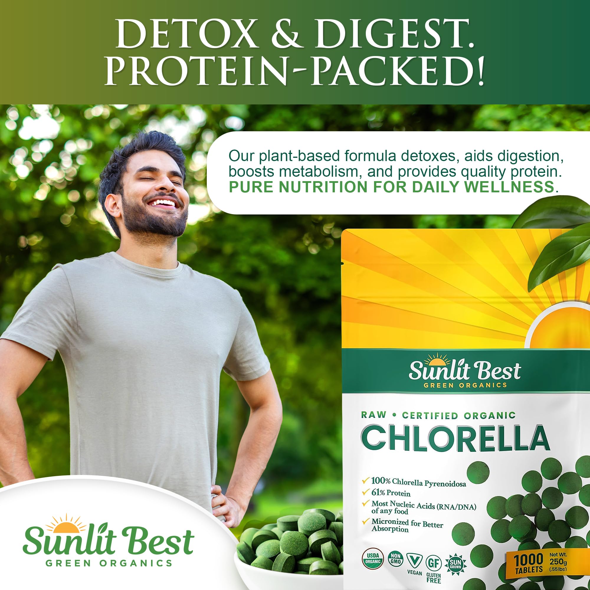 Sunlit Best chlorella plant-protein rich tablets