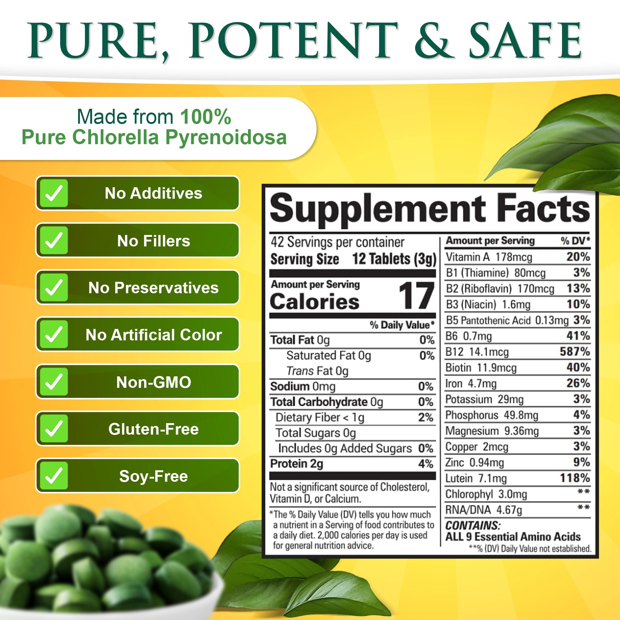 Sunlit Best Green Organics chlorella 500 tabs mega-pack image suggests value and convenience