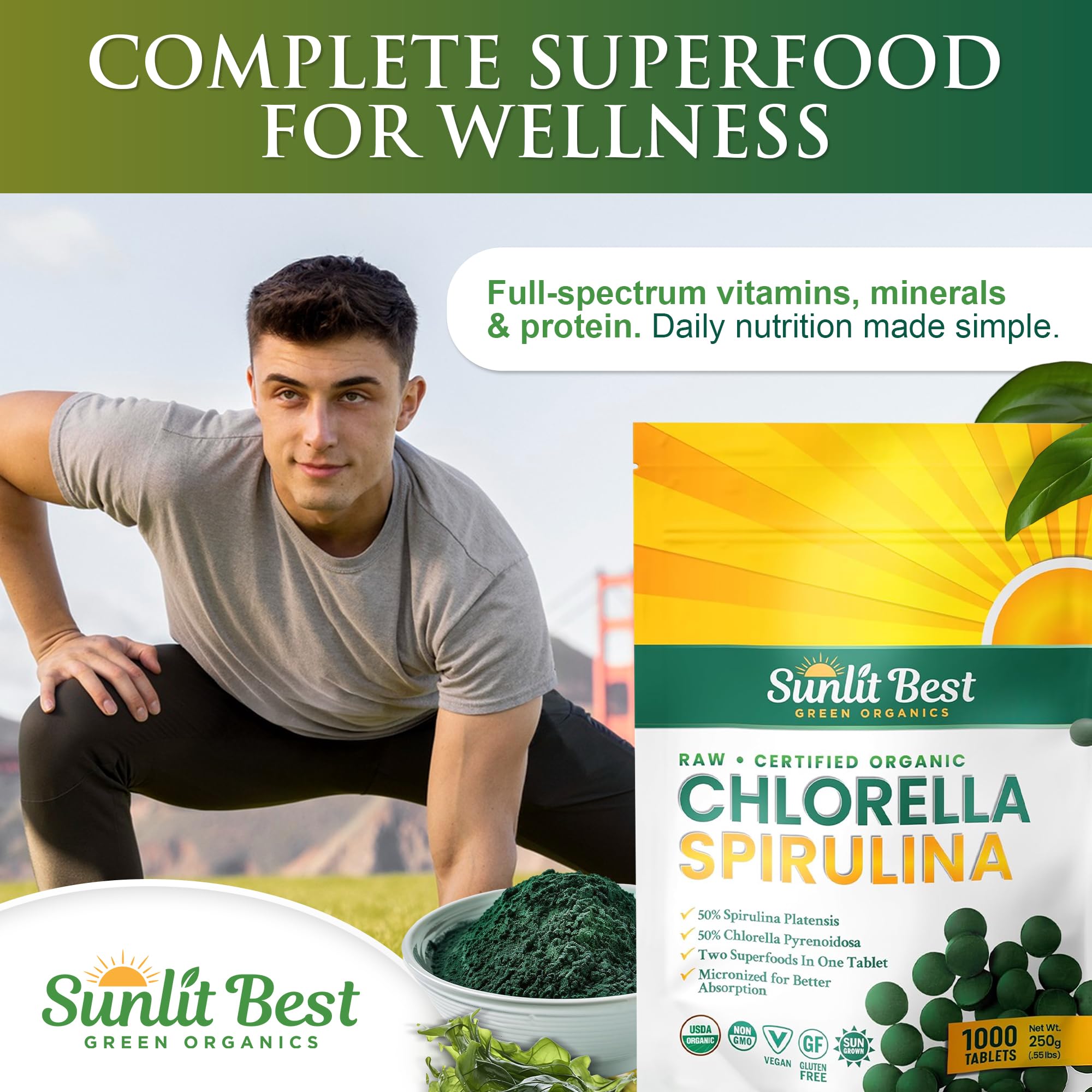 Sunlit Best Organic Burst label highlights non-GMO and gluten-free features.