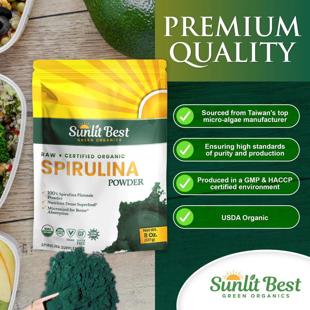 Sunlit Best Spirulina Powder blends easily into smoothies for energy