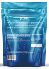 SUNNA SUPPLEMENTS Halal-certified logo shown with collagen powder for ethical sourcing reassurance.