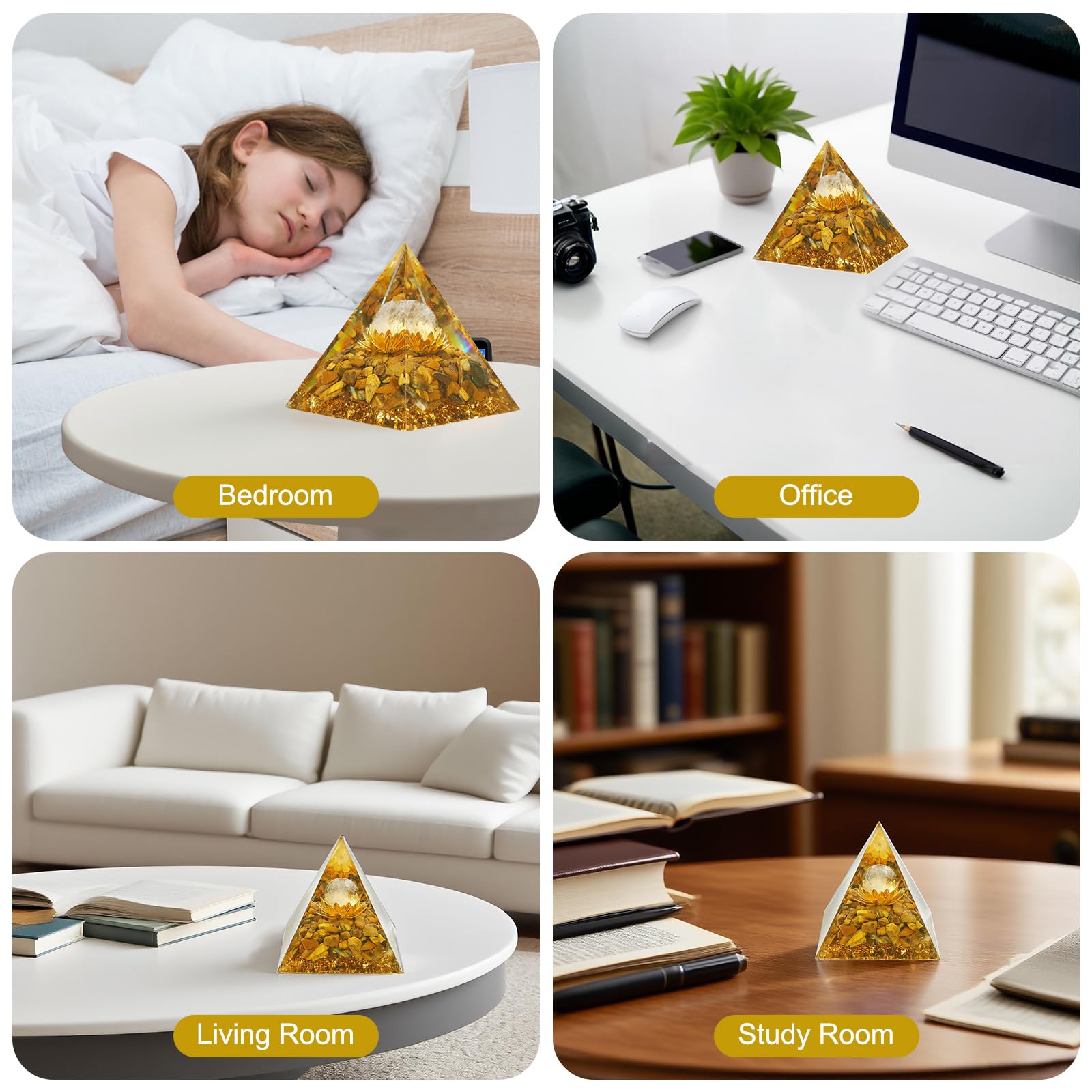 Sunnlejw Crystal Protection Pyramid cleanses space and invites goodwill