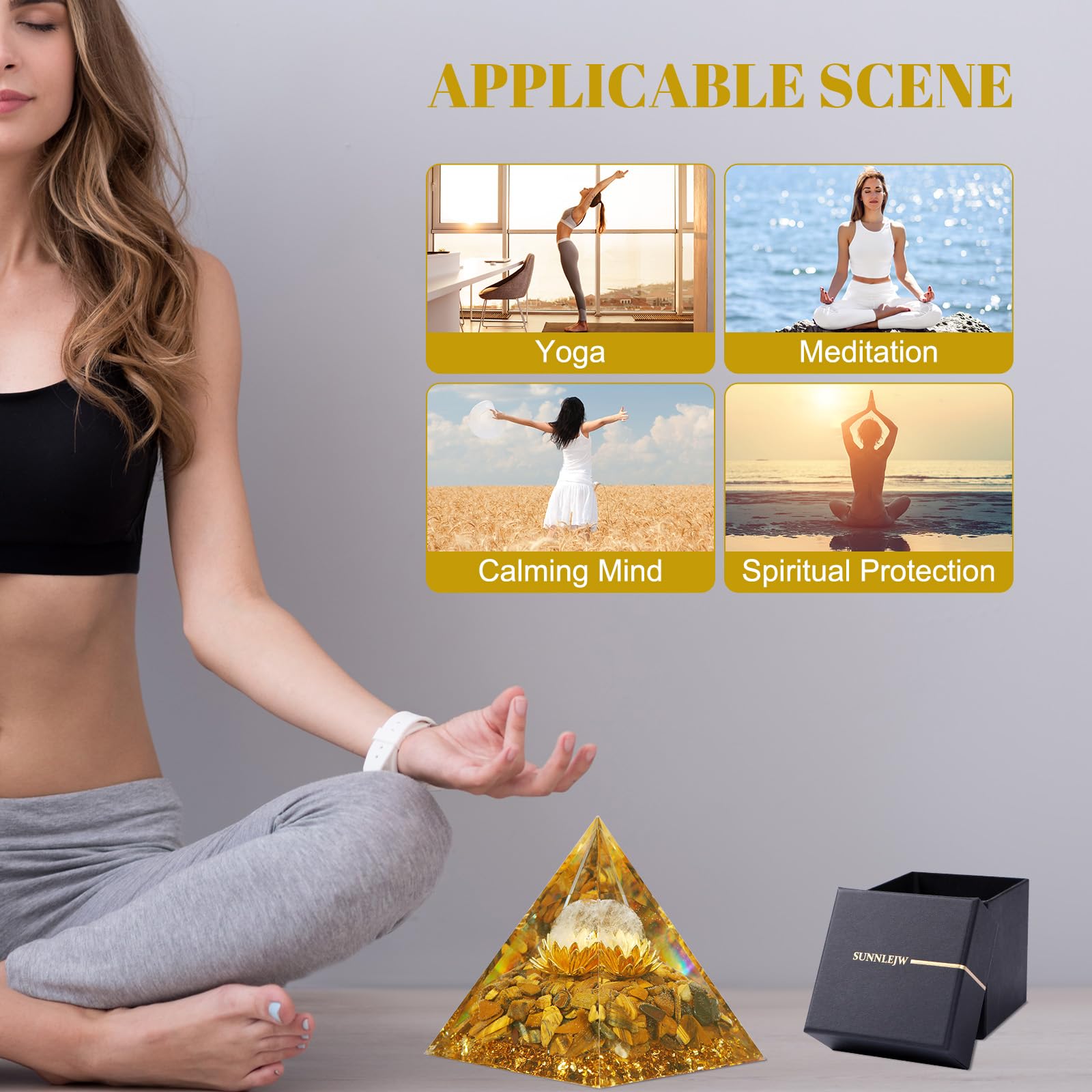 Sunnlejw Flower of Life Pyramid decorative surface adds calm beauty