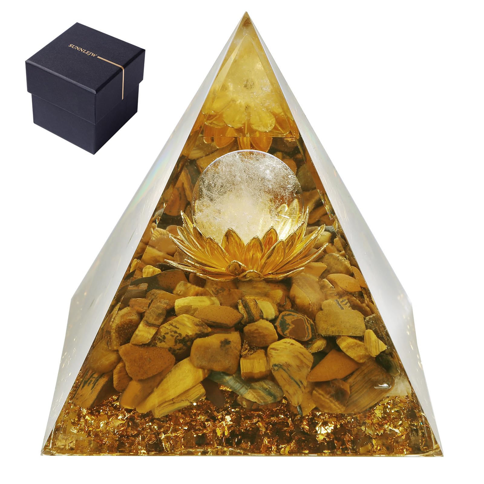 Sunnlejw Orgone Pyramid Flower of Life radiates balanced energy in any space