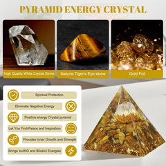 Sunnlejw Orgonite Money Healing Crystals Pyramid attracts positive energy for prosperity