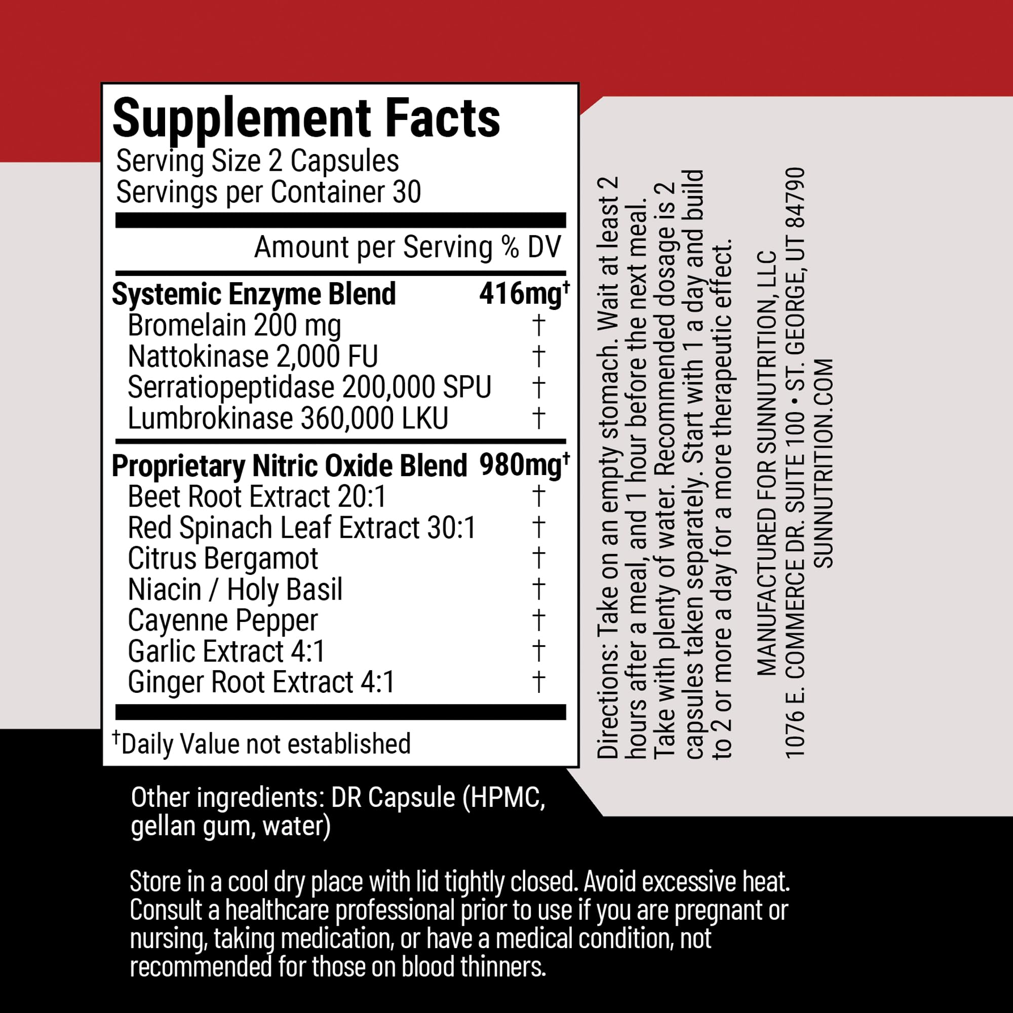 SunNutrition nattokinase 2000 FU capsules close-up for circulation support.