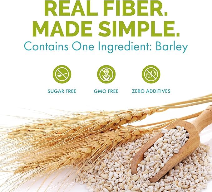 Sunny Boy Cerabeta powder ingredients panel highlighting natural barley beta-glucan for daily fiber.