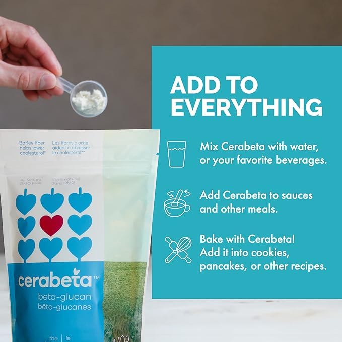 Sunny Boy Cerabeta barley beta-glucan powder container on counter ready for baking and everyday use.