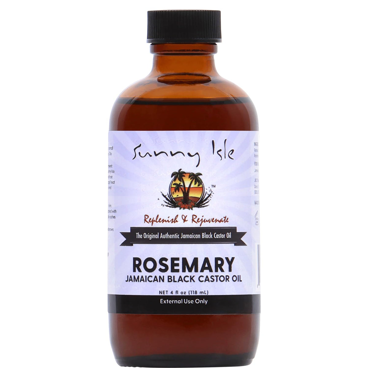 Sunny Isle Rosemary Jamaican Black Castor Oil bottle for hair growth and scalp moisture.