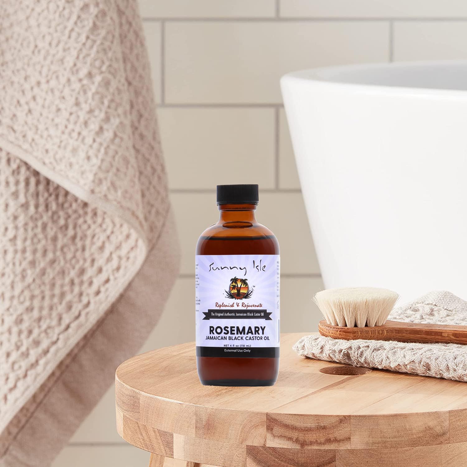 Sunny Isle Rosemary oil supports balanced oils for acne-prone skin care.