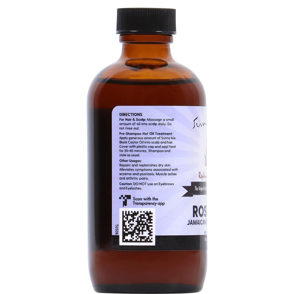 Sunny Isle Rosemary oil from organic seeds showcases authentic Jamaican production.