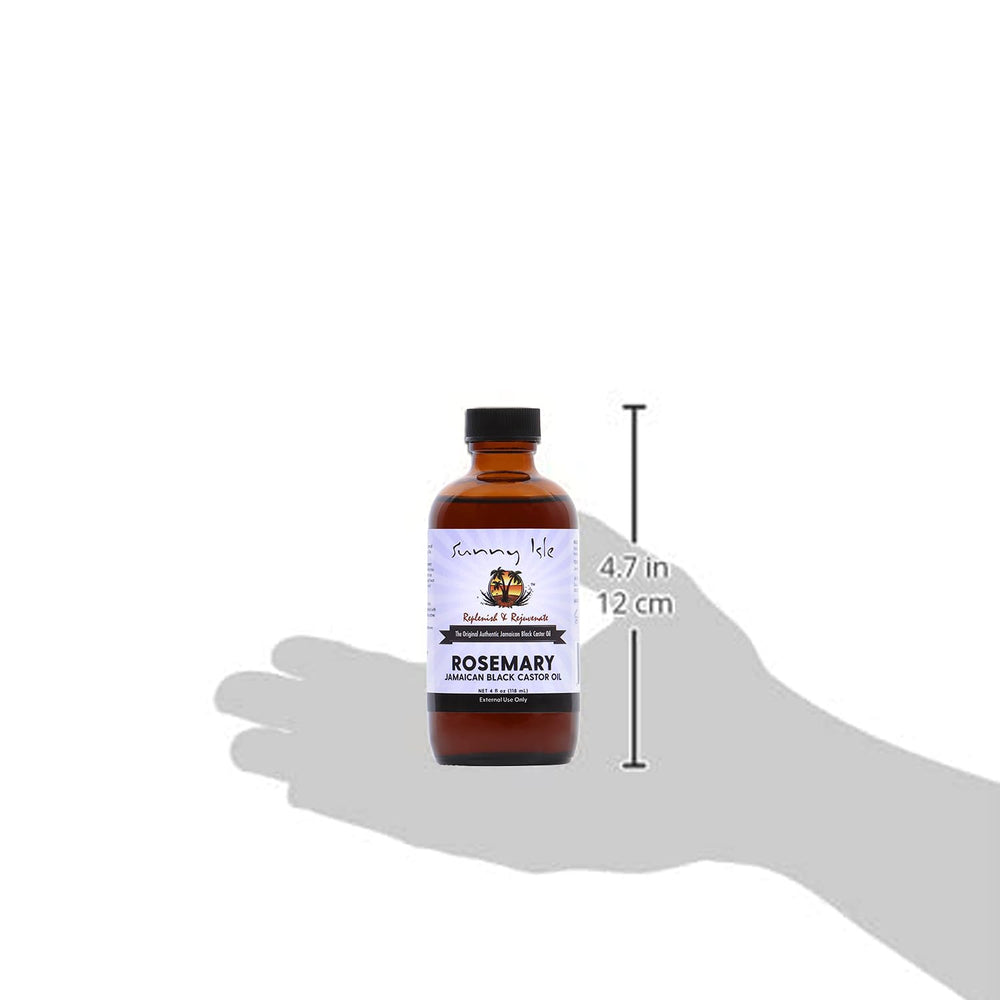 Sunny Isle Rosemary oil bottle used as skin moisturizer for daily hydration.