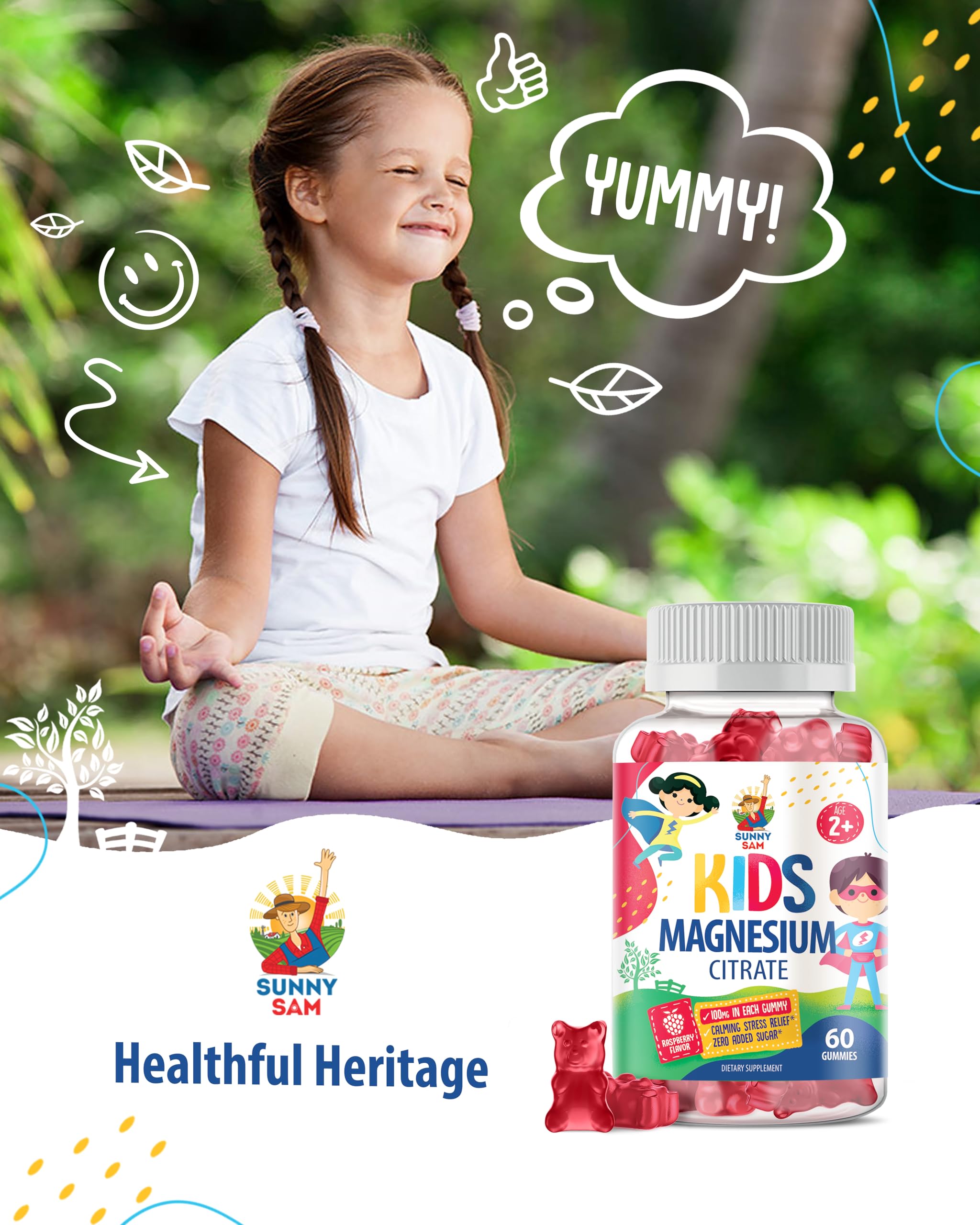 Sunny Sam gummies are gluten-free and non-GMO for family-friendly use.