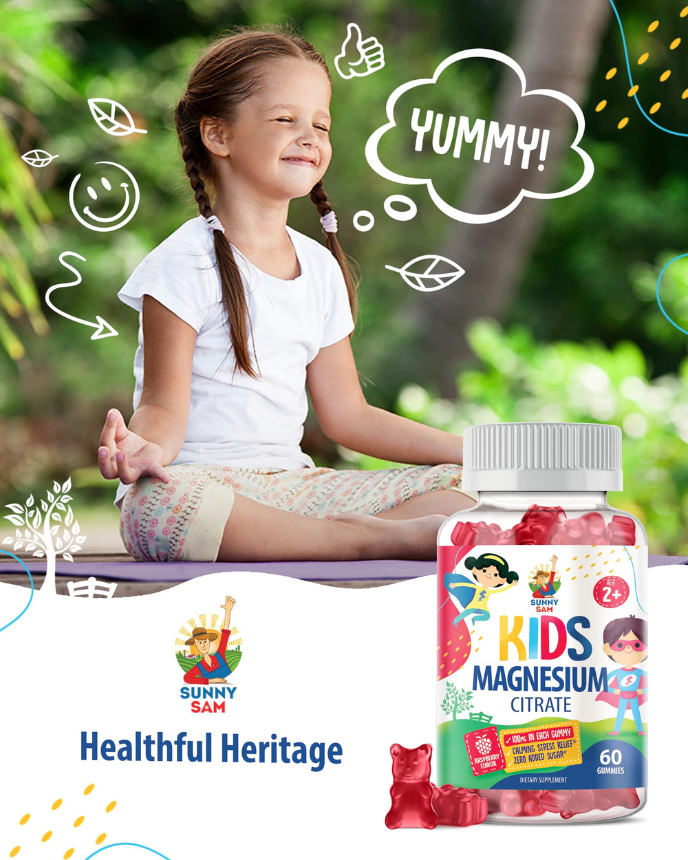 Sunny Sam vegetarian natural magnesium chews with no artificial flavors