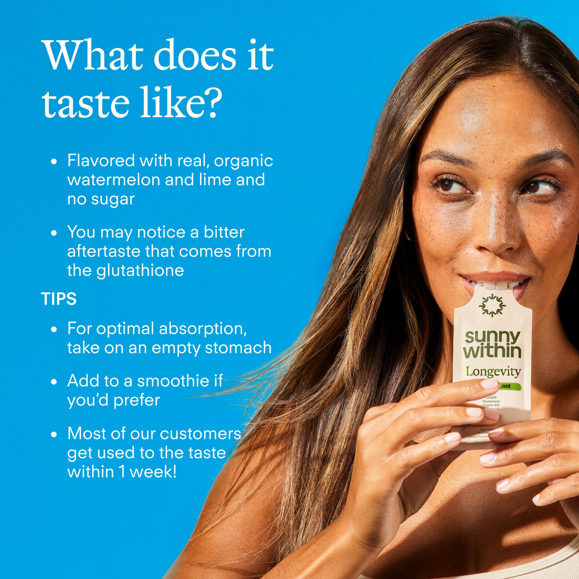 Sunny Within Longevity avocado oil and MCTs emphasize healthy fat absorption.