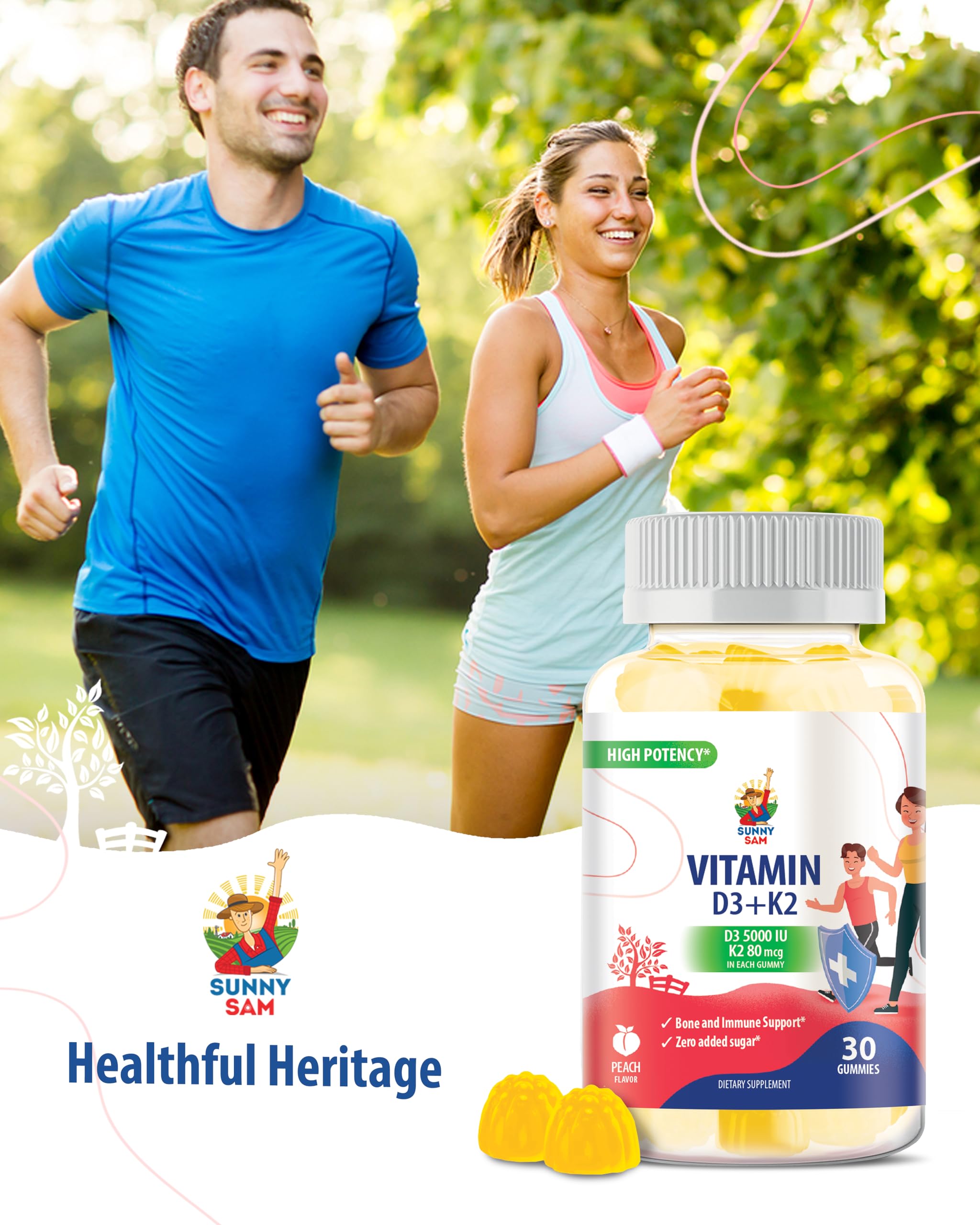 Sunny Sam sugar-free ingredient panel shows dairy-free gelatin-free formula.