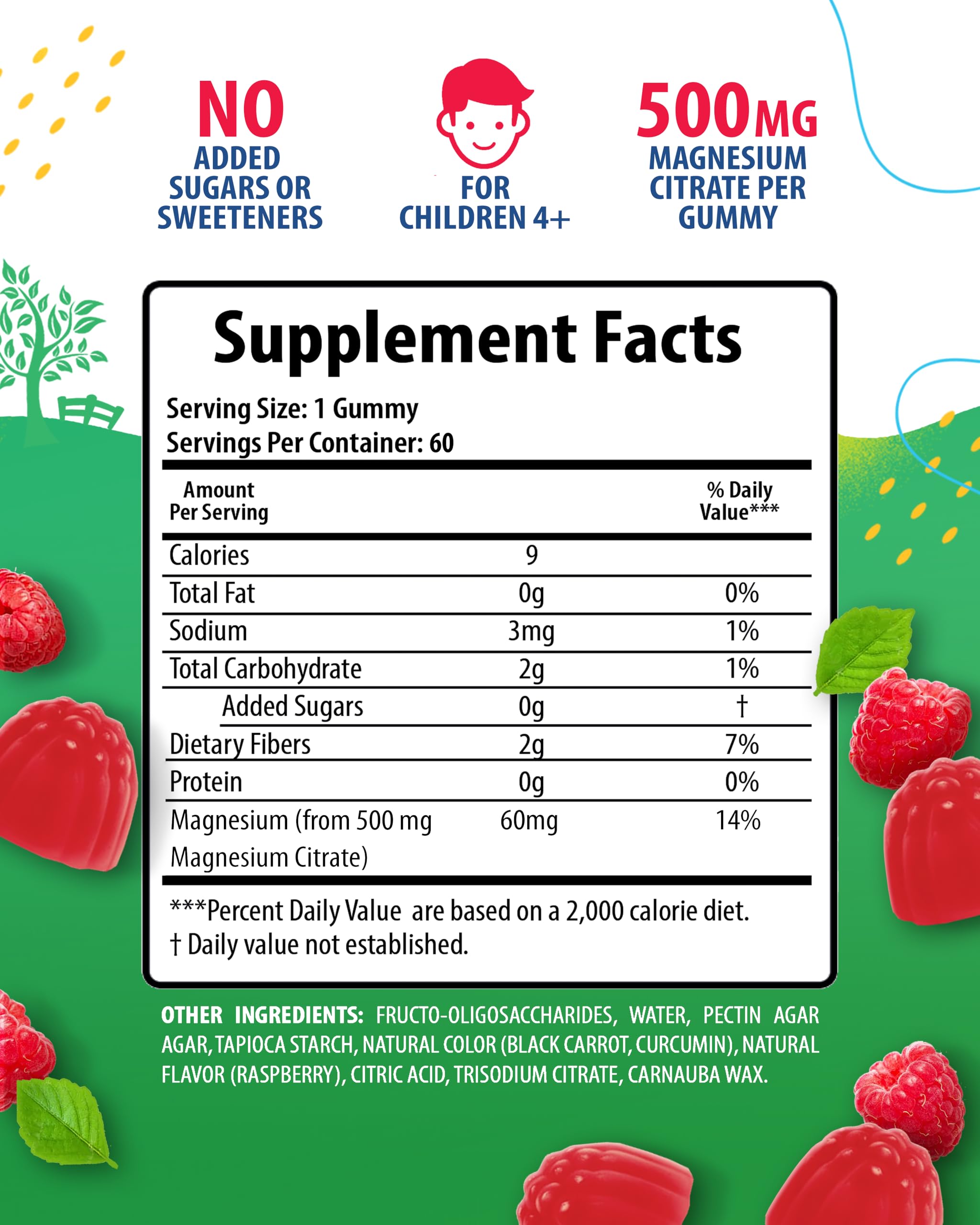 Sunny Sam gummies bottle close-up showing raspberry flavor for tasty magnesium chew