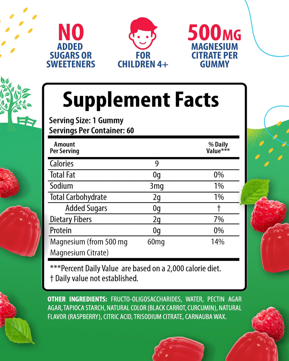 Sunny Sam gummies bottle close-up showing raspberry flavor for tasty magnesium chew