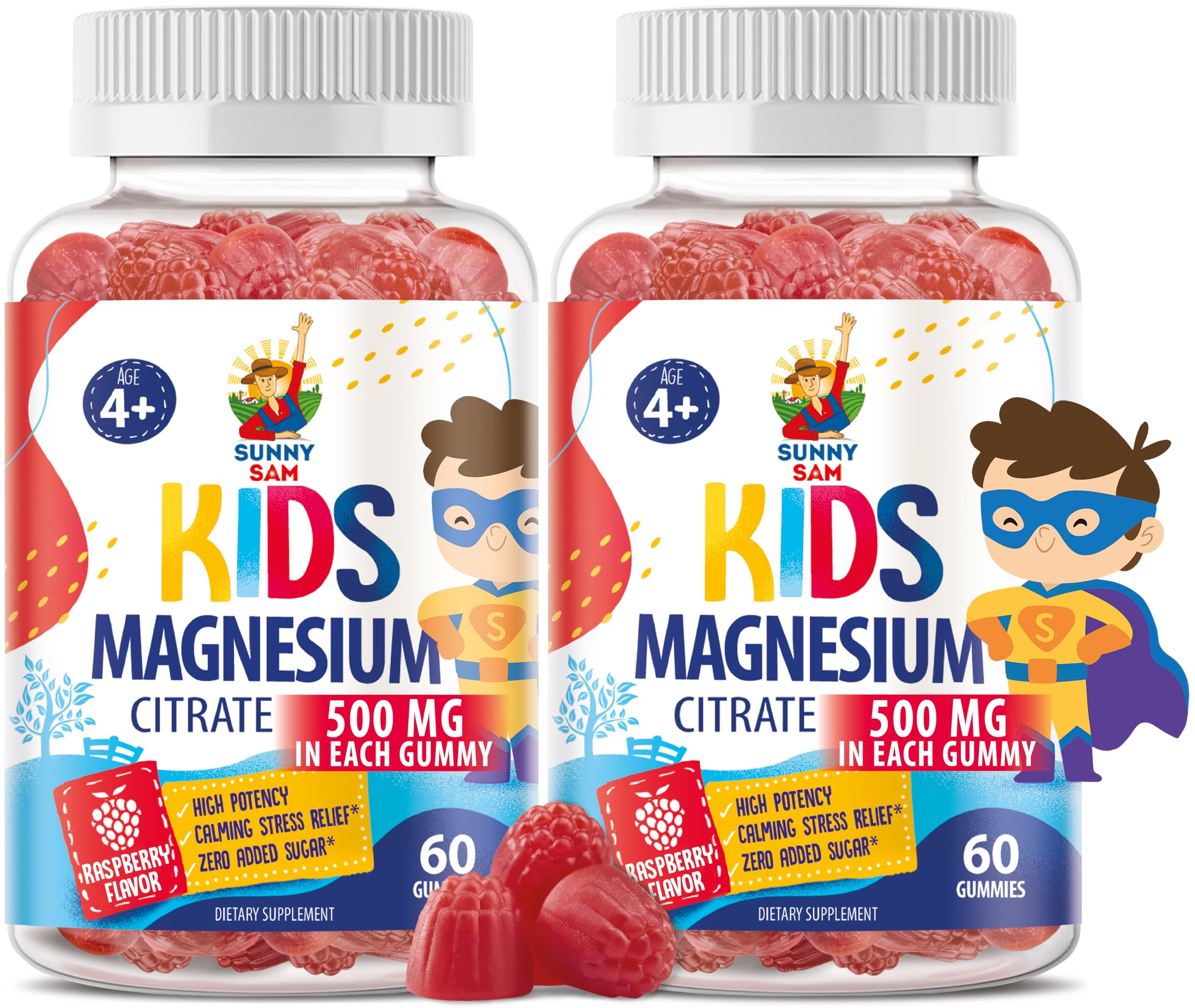 Sunny Sam sugar-free magnesium gummies pack front view for a kid-friendly daily routine