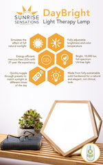 DayBright lamp side view showing sleek desk-friendly footprint