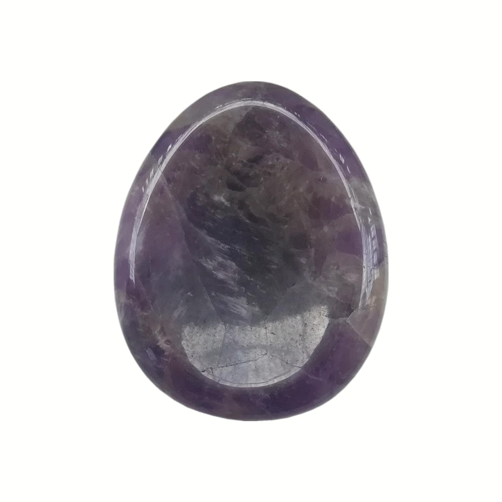 Sunshcat amethyst water-drop worry stone gleams, ideal for mindful breathing and daily carry.