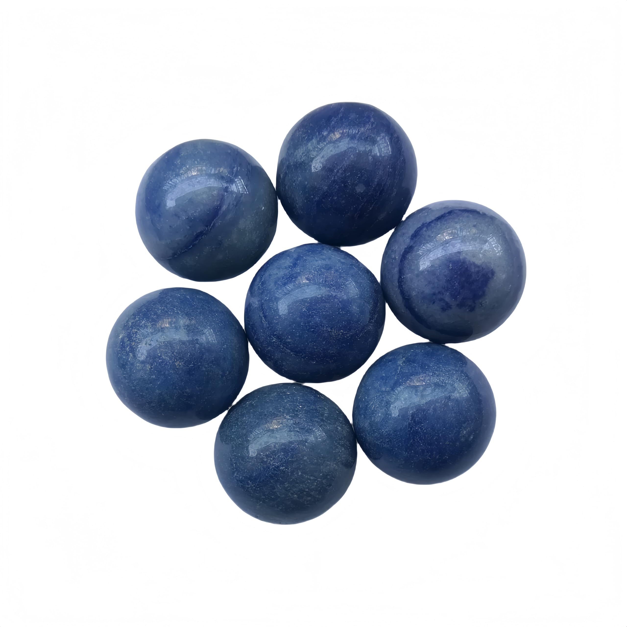 Sunshcat Blue Aventurine balls, 20mm, seven-piece set for home Feng Shui decoration.