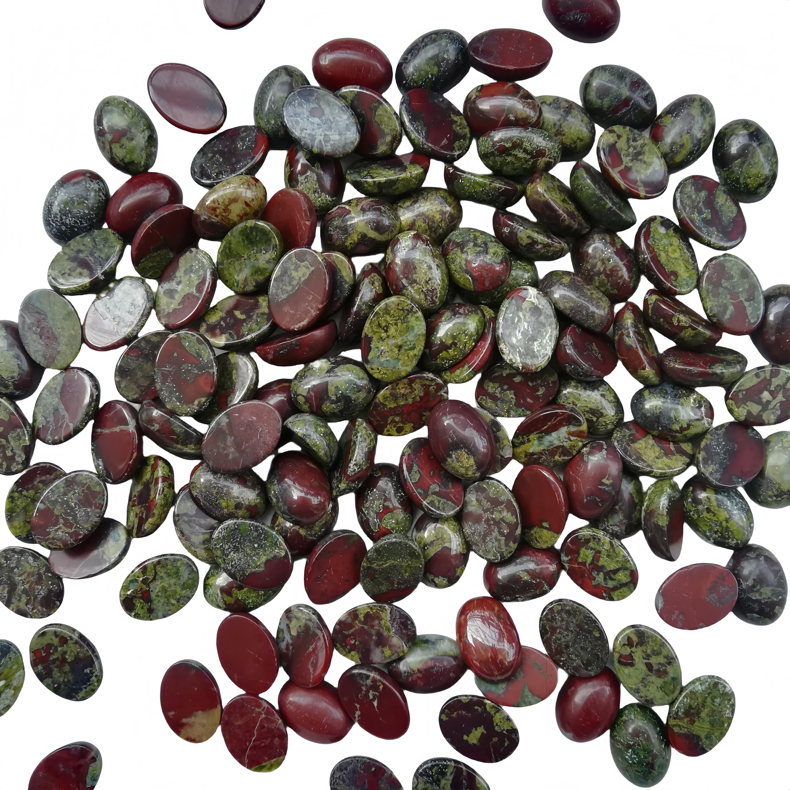 Sunshcat Dragon Blood Jasper packaging includes 10 flatback crystals