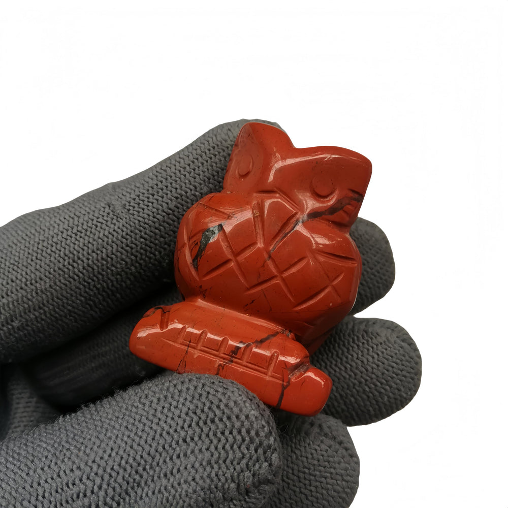 Sunshcat hand-carved owl with jasper patterns suitable for desk decor and mindfulness