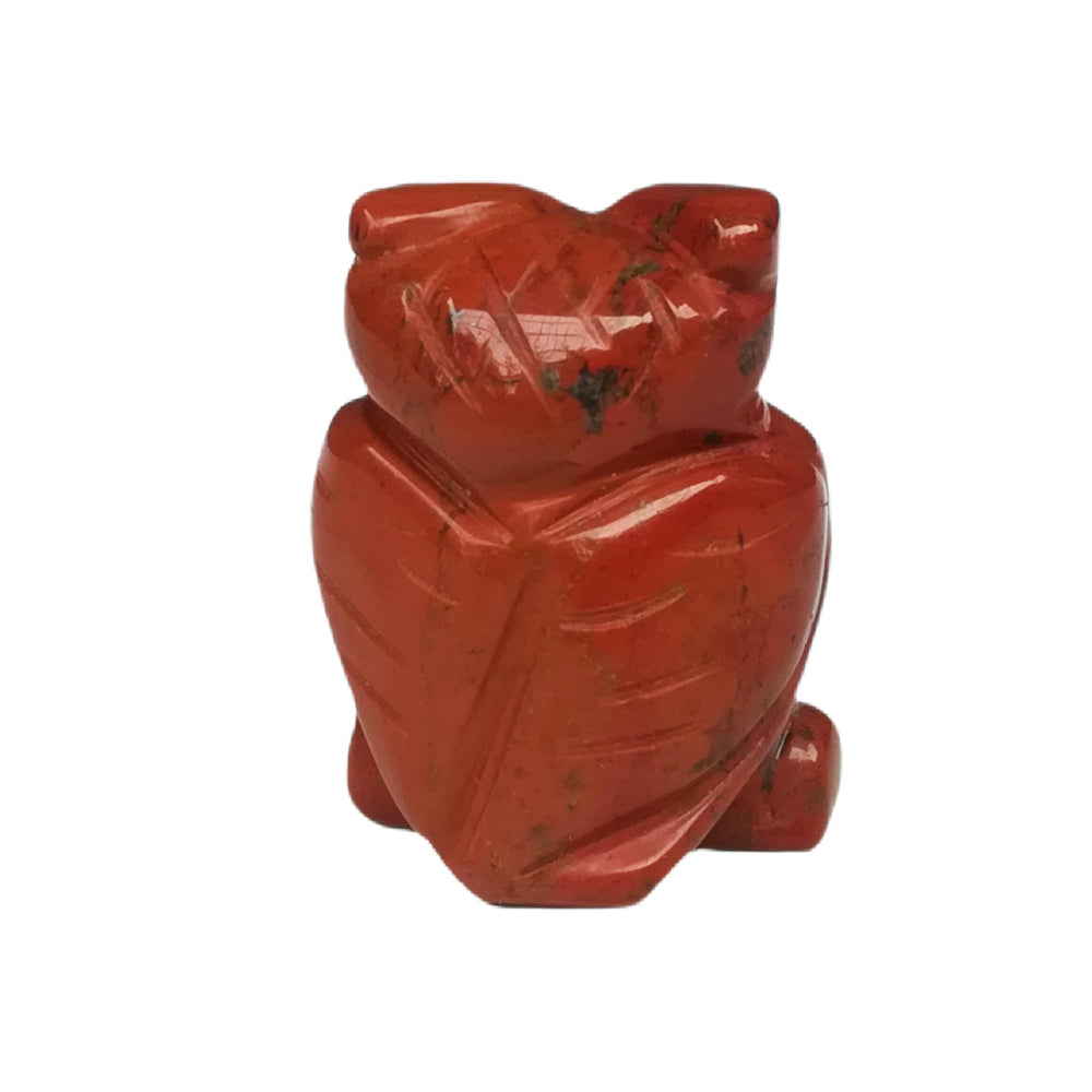 Sunshcat natural red jasper owl shows unique grain for eye-catching decor