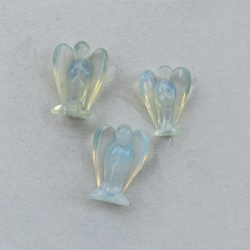 Sunshcat guardian angel statue with opalite shimmer for meditation