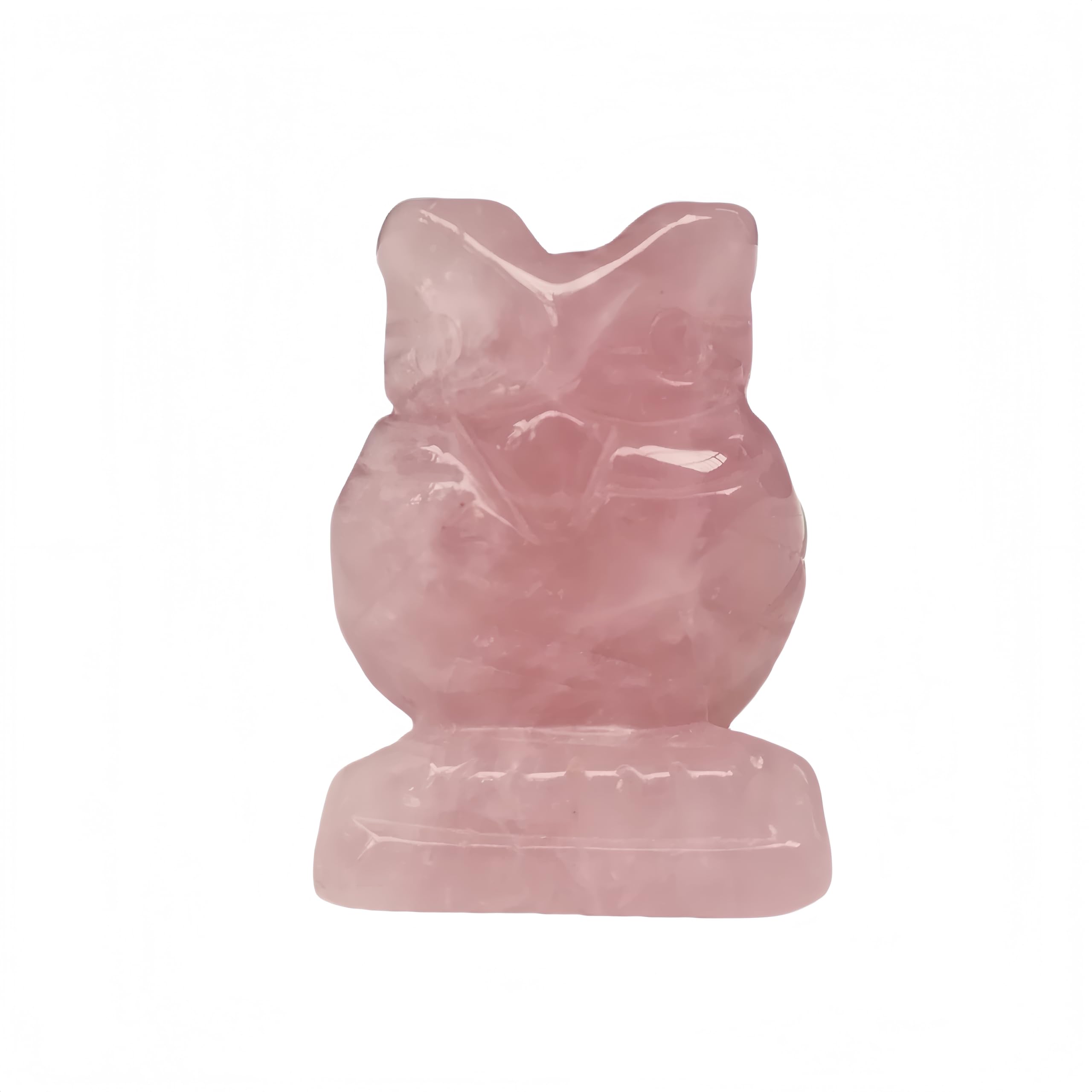 Sunshcat rose quartz owl figurine enhances calm energy and room decor