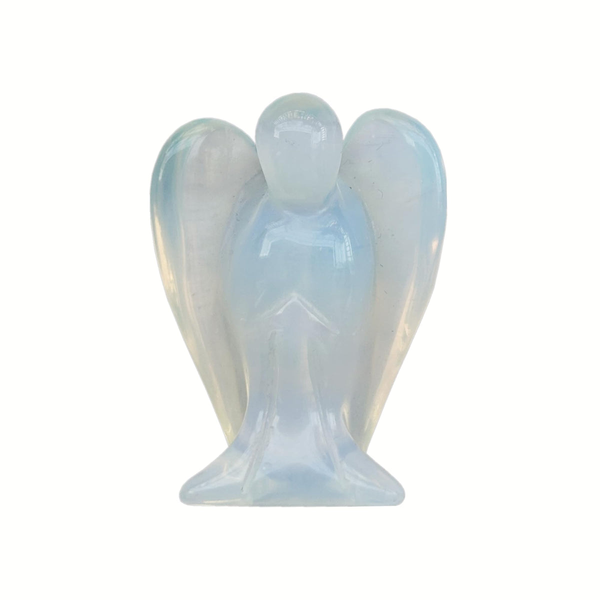 Sunshcat synthetic opalite angel figurine, 1.5 inch palm stone, calm energy display