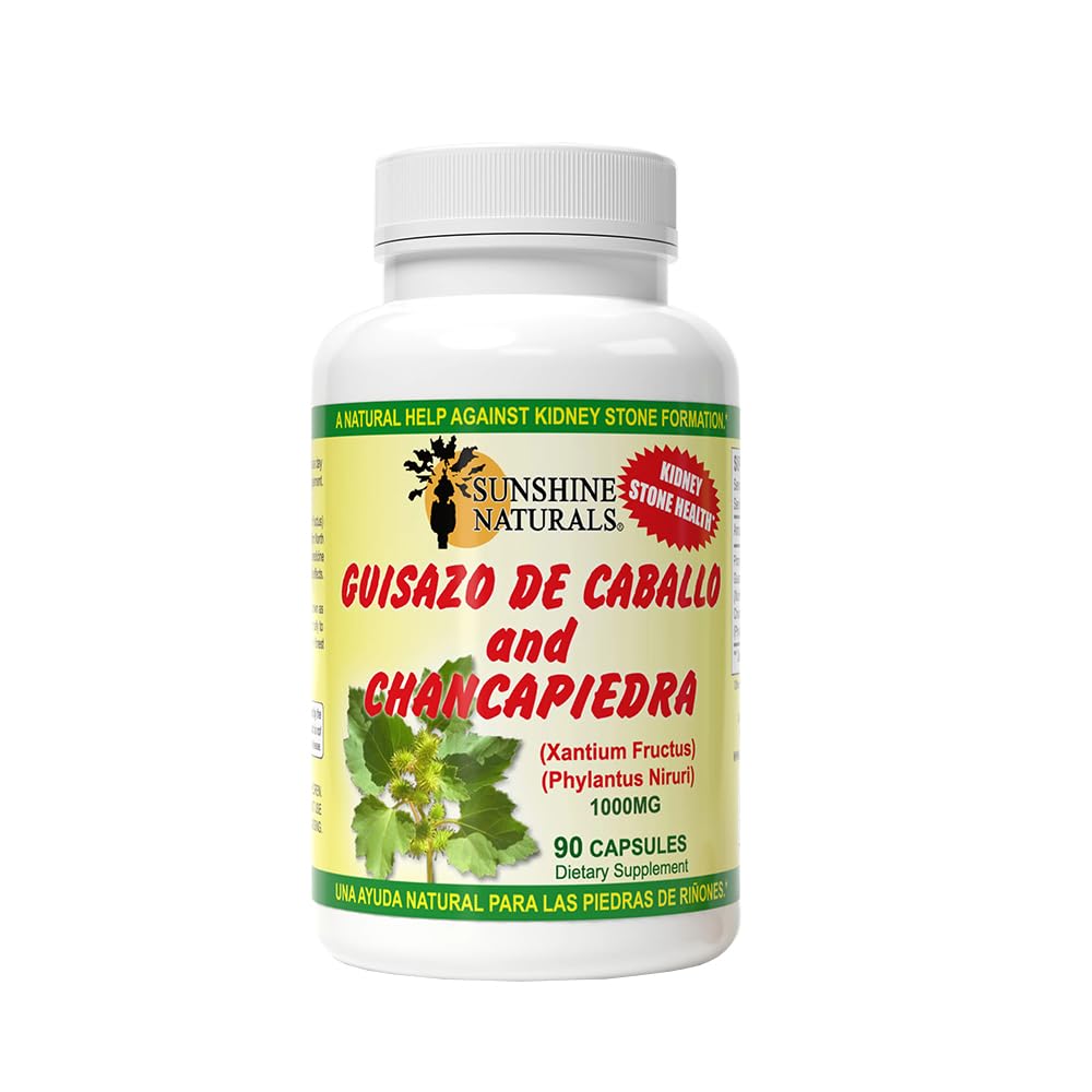 Sunshine Naturals Guisazo & Chancapiedra bottle on wood supports kidney wellness naturally.