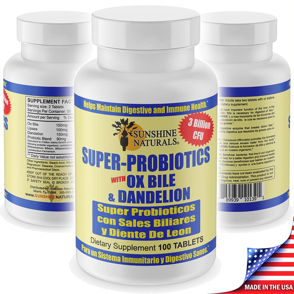 Sunshine Naturals packaging shows USA made quality and digestive wellness.