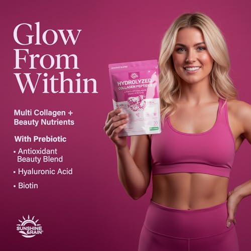 Sunshine & Rain French cod collagen peptides highlight hydrolyzed, absorbable form.