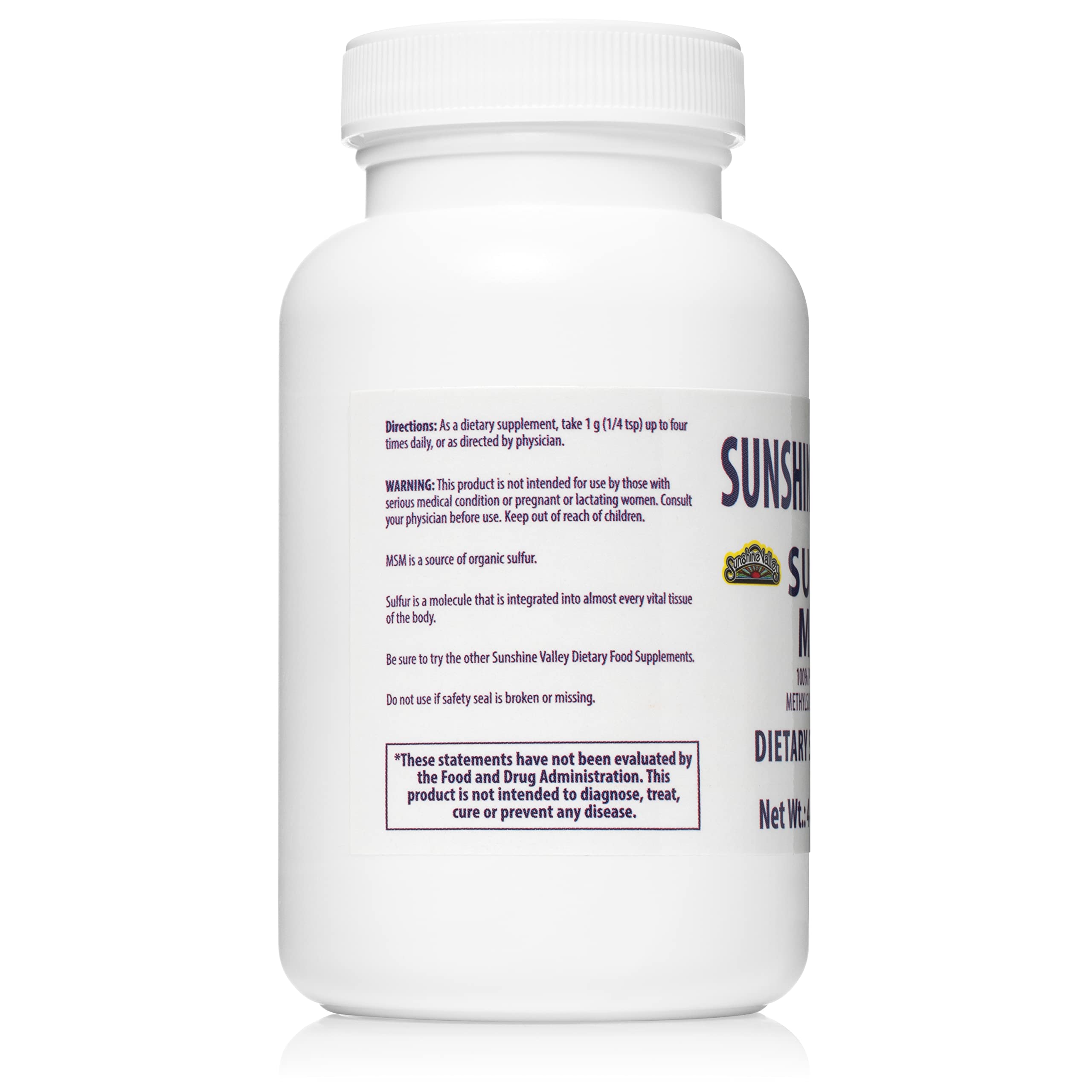 Sunshine Valley MSM crystals ready for daily dietary use