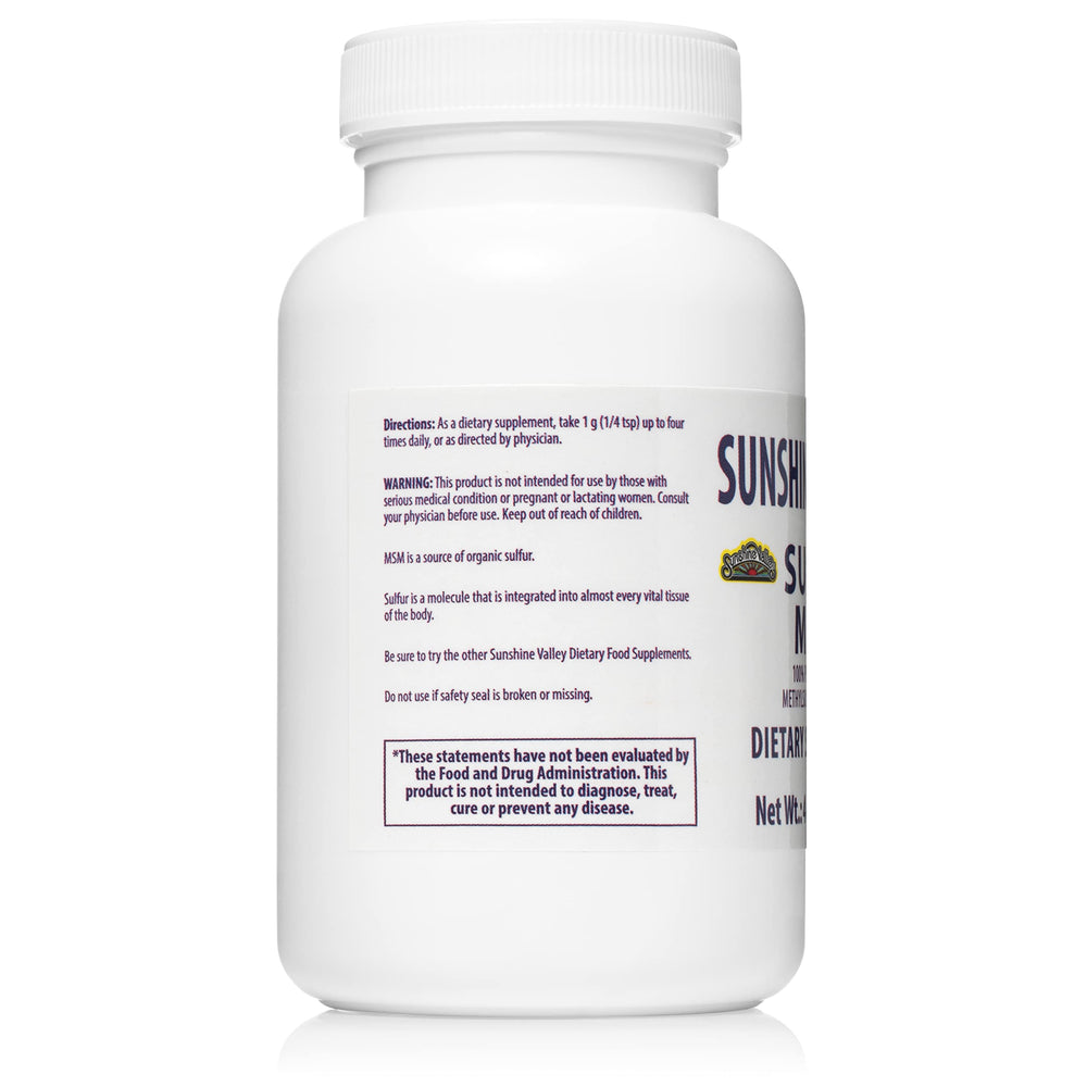 Sunshine Valley MSM crystals ready for daily dietary use