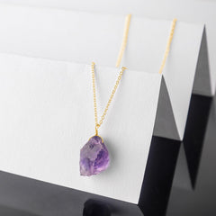 Sunshinegems gold-plated chain with amethyst pendant for elegant everyday style.