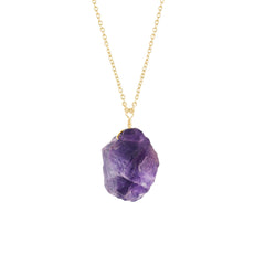 Sunshinegems raw amethyst pendant on an 18-inch chain for daily wear and calm vibes.