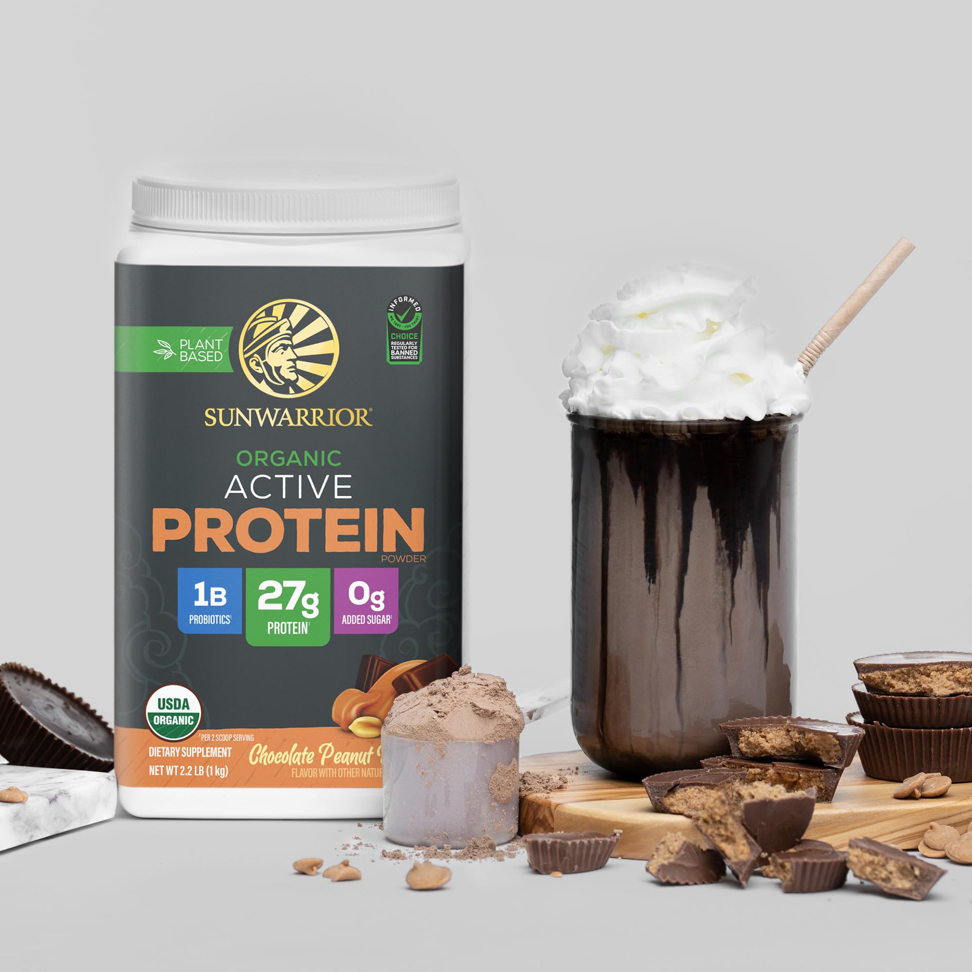 Sunwarrior active blend iconography showing probiotics and digestive enzymes