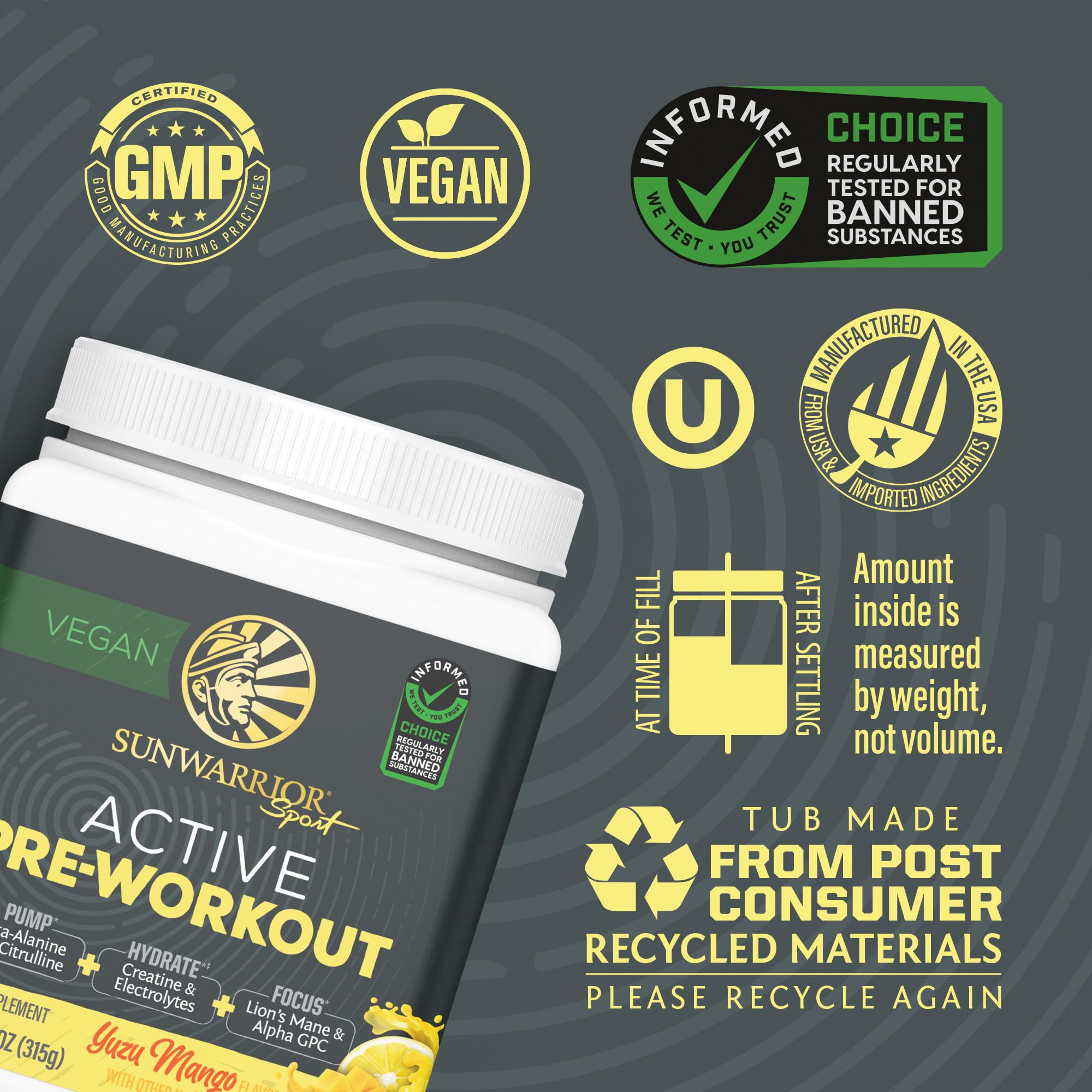 Sunwarrior Active Pre-Workout mixed drink ready to hydrate during workouts