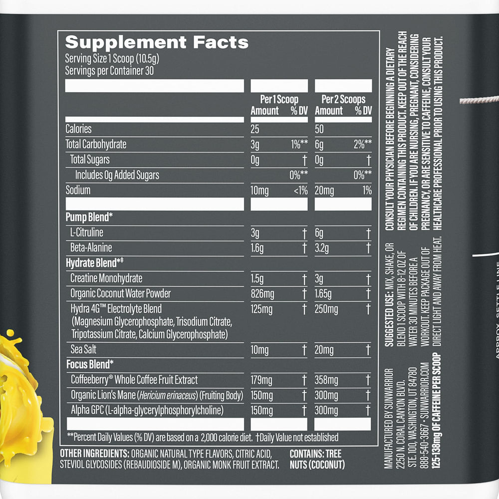 Sunwarrior Active Pre-Workout scoop closeup highlighting easy powder measurement