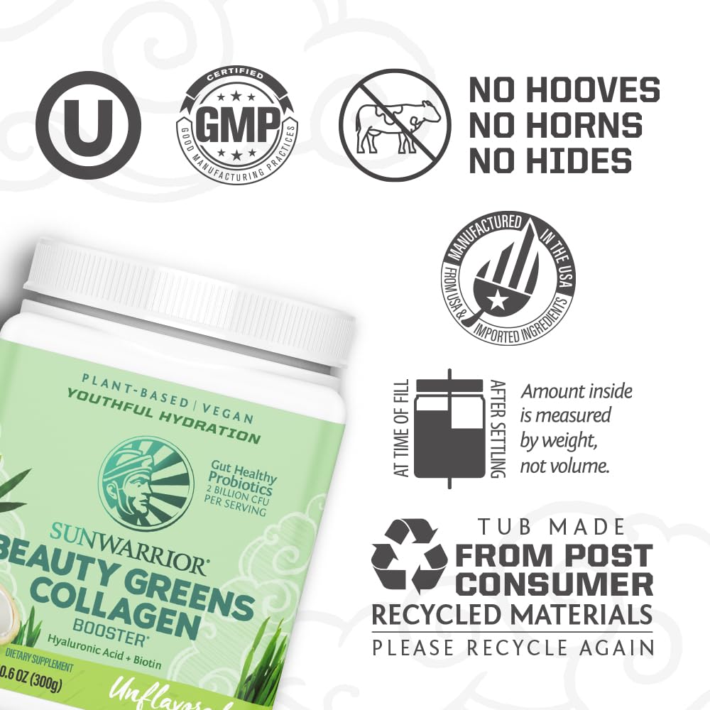 Sunwarrior Beauty Greens Drink poured into a glass for daily use.