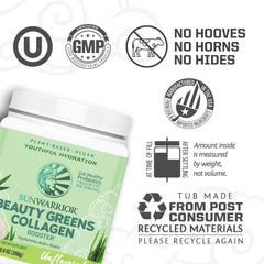 Sunwarrior Beauty Greens Drink poured into a glass for daily use.