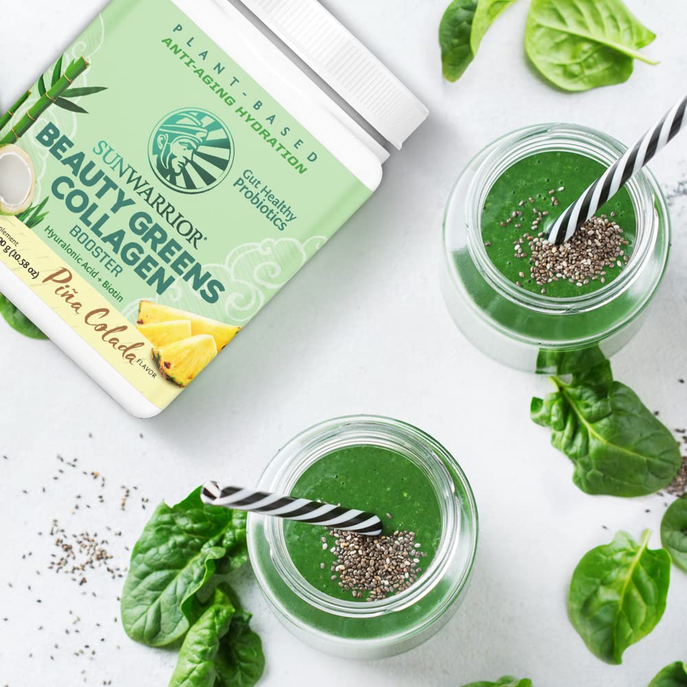 Sunwarrior Beauty Greens blend with greens and vegetables for nutrient support.