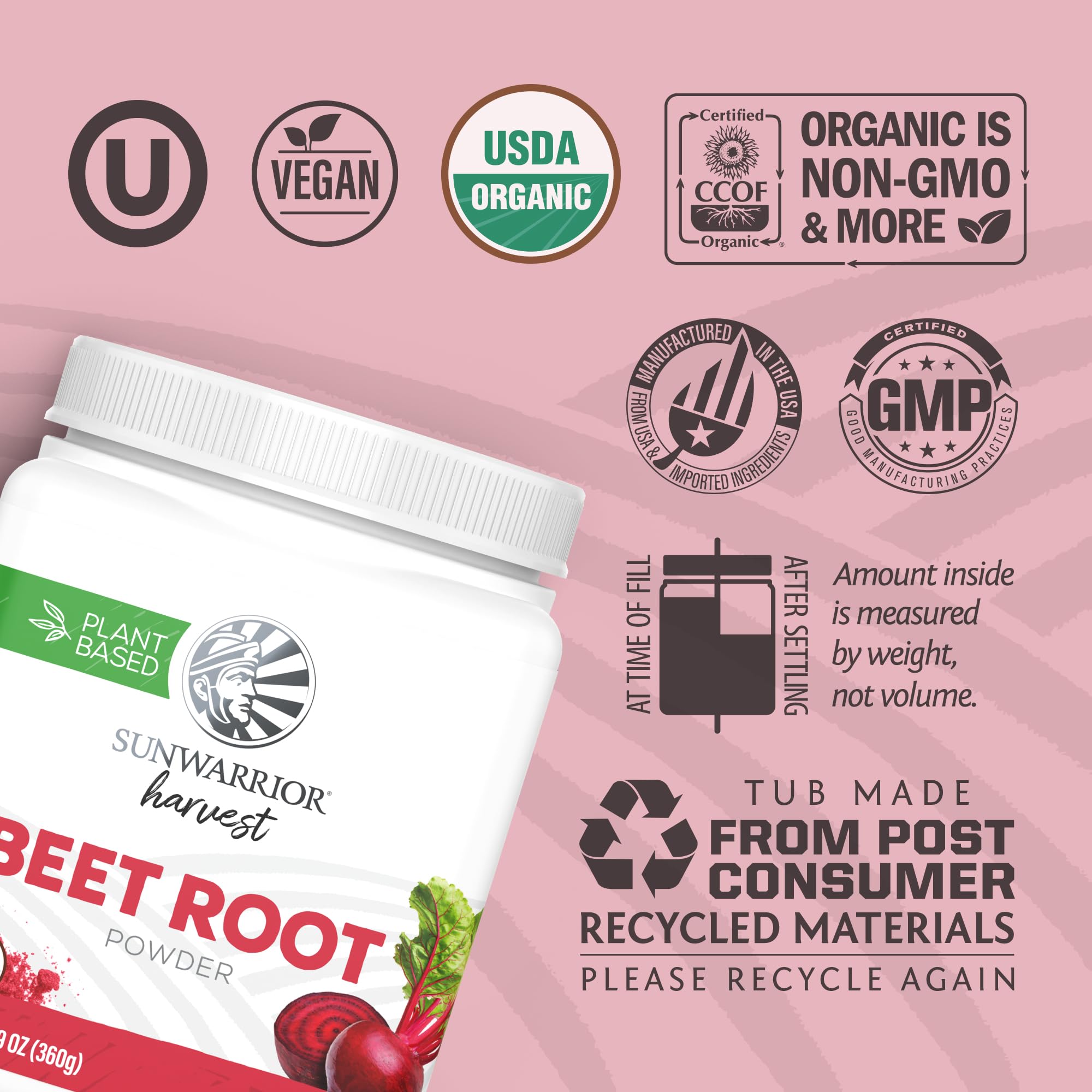 Scoop of Sunwarrior Beet Root Powder resting in a bowl for easy serving