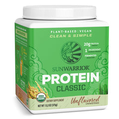 Sunwarrior Brown Rice Protein bottle pour demonstrates an easy post-workout shake