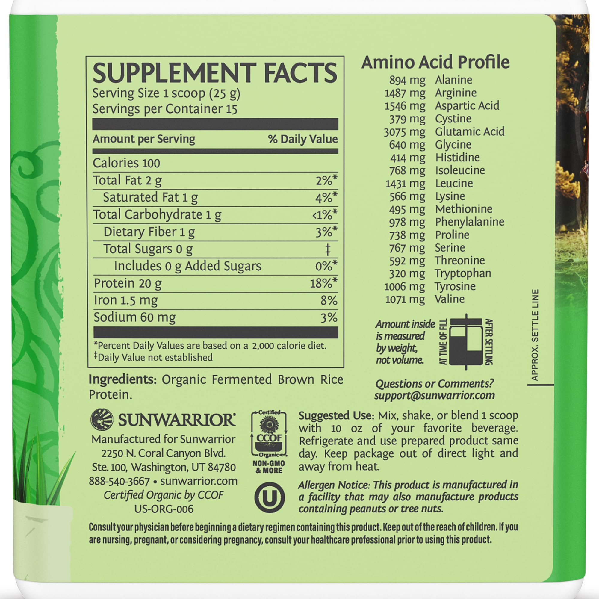 Sunwarrior Brown Rice Protein Texture Close-Up, smooth powder for easy blending.