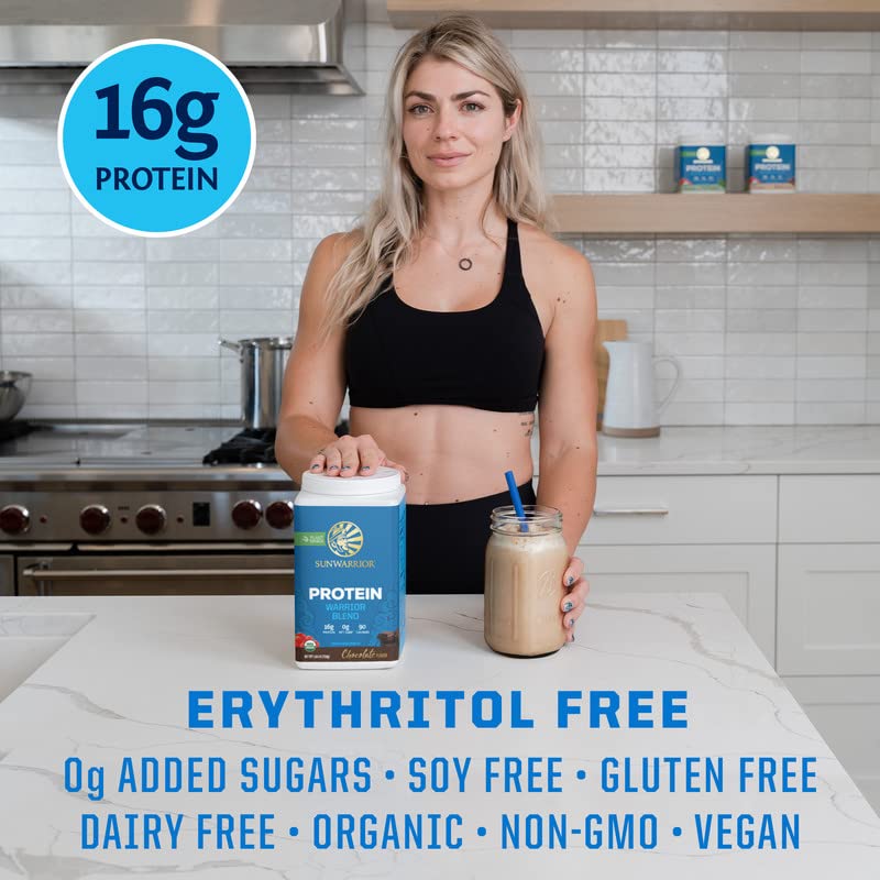 Sunwarrior chocolate organic protein shake cup after workout