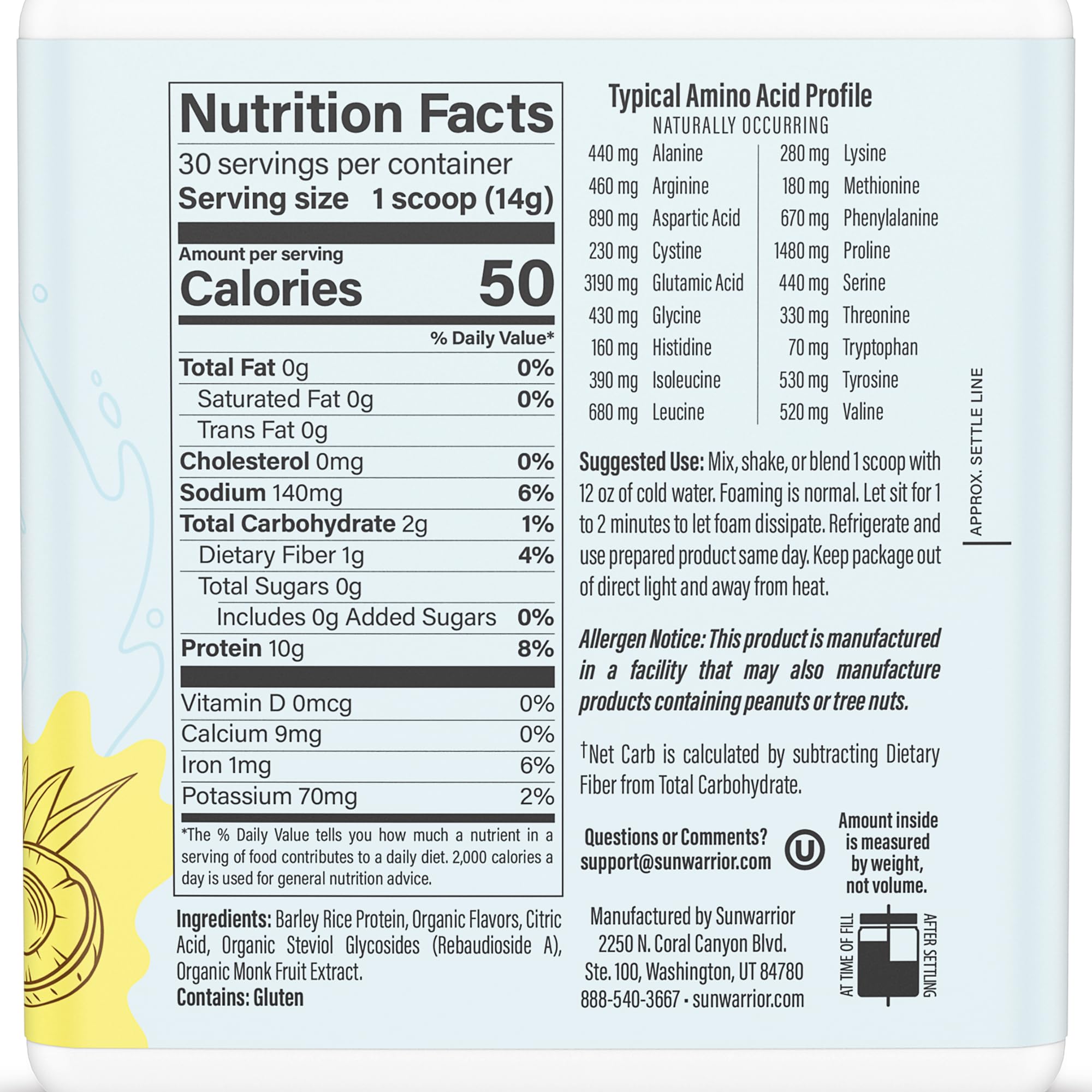 Sunwarrior Clear Protein Refresh glass ready-to-drink pineapple coconut hydration